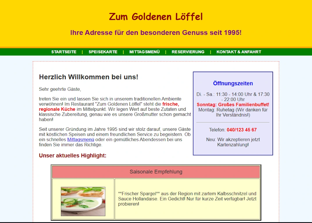 Website nach der Überarbeitung